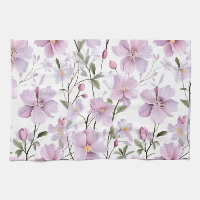 Mjukt akvarellblommor  kökshandduk (Horisontell)