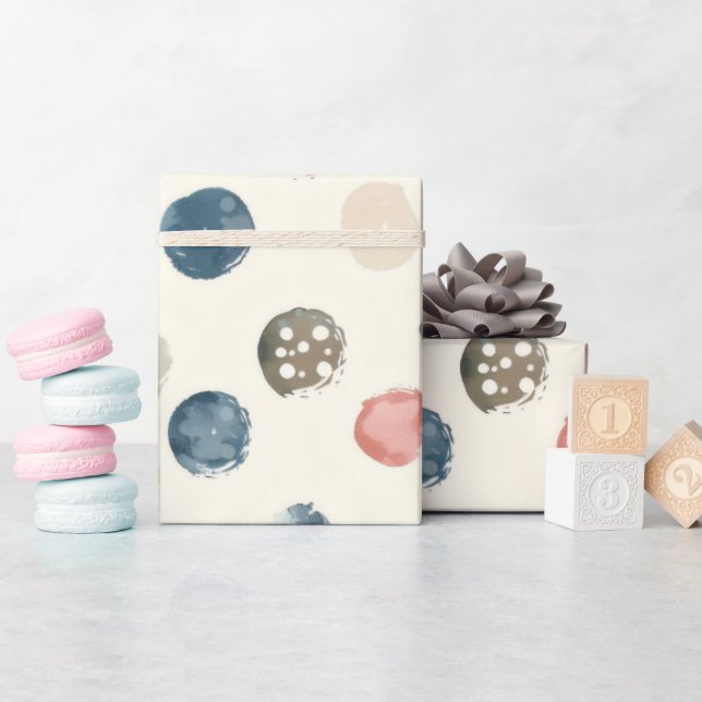 Mjukt akvarellprickigt omslagspapper presentpapper (Baby Shower)