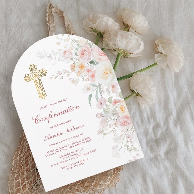 Mjukt akvariefärgade blommor båge bekräftelse inbjudningar (Skapare uppladdad)