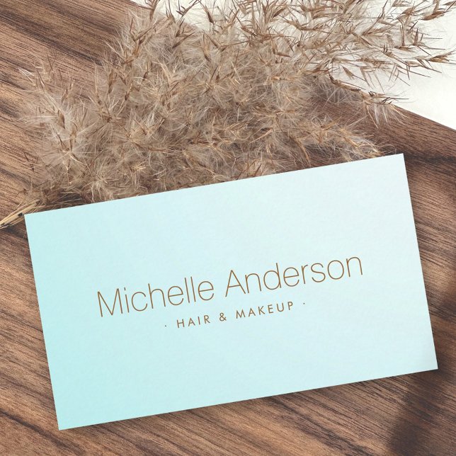 Mjukt akvblått modern minimal satengradient visitkort (Soft aqua blue modern minimal satin gradient business card)