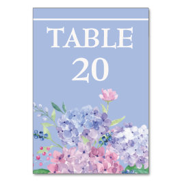 Mjukt blå, Hydrangeas bröllopsmatning Bordsnummer