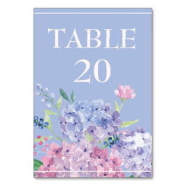 Mjukt blå, Hydrangeas bröllopsmatning Bordsnummer