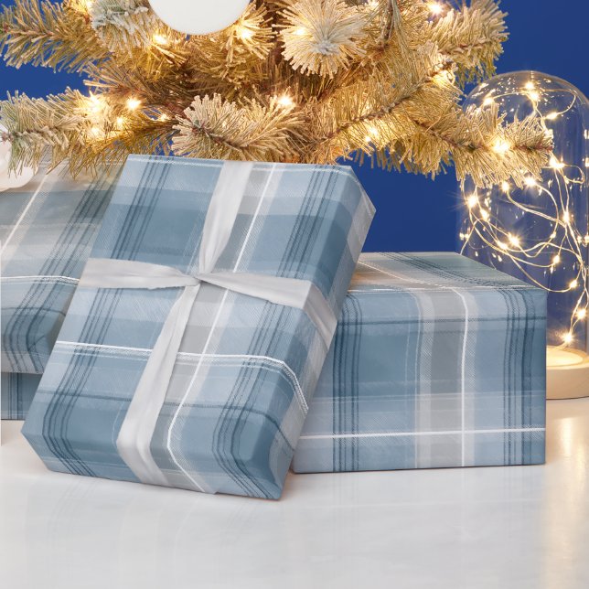 Mjukt Blått Grått Kustmistscheckigt Mönster Presentpapper (Helgdagar)