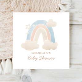 Mjukt Blått Persika Regnbåge Moln Baby Shower Stjä Pappersservett