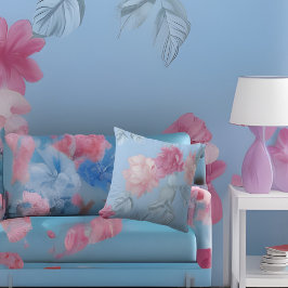 Mjukt Blått rosa siden blommor tyg Kudde