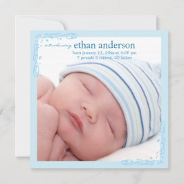 Mjukt blått Swirl Pojke födelsemeddelande Meddelande