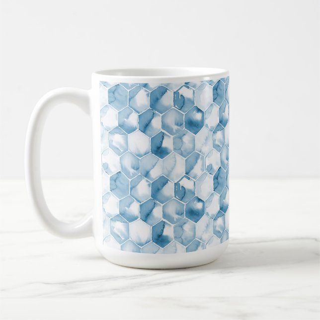 Mjukt blåttvattenfärgCanotype mönster Kaffemugg (Vänster)