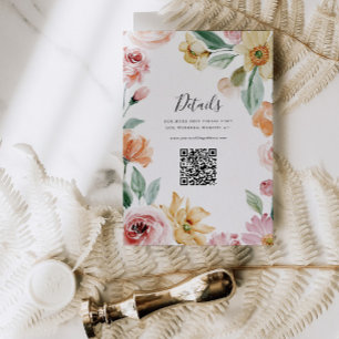 Mjukt blommande bröllopsinbjudan Detaljer QR-kort Tilläggskort