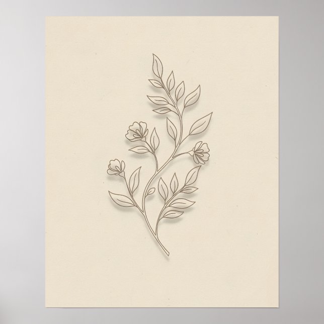 Mjukt blommande minimalistisk blomsterkonst för ba poster (Framsidan)