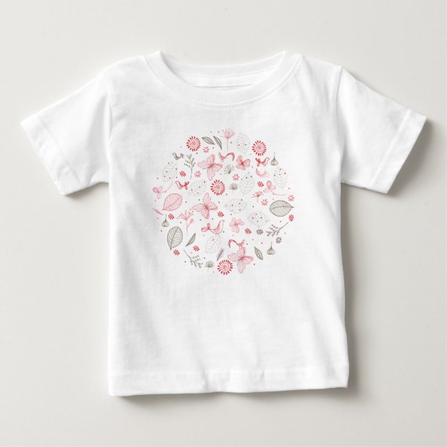 Mjukt blommande rosa naturbukett tee shirt (Framsida)