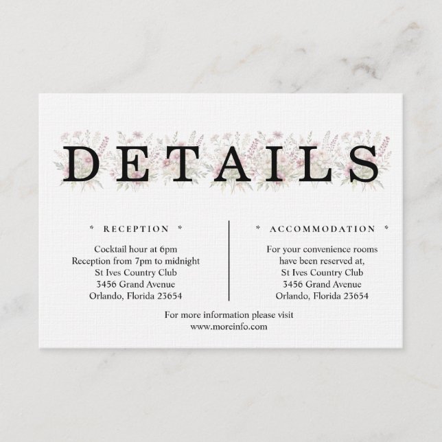 Mjukt blommande vårblomma detaljer inklusionskort tilläggskort (Framsida)