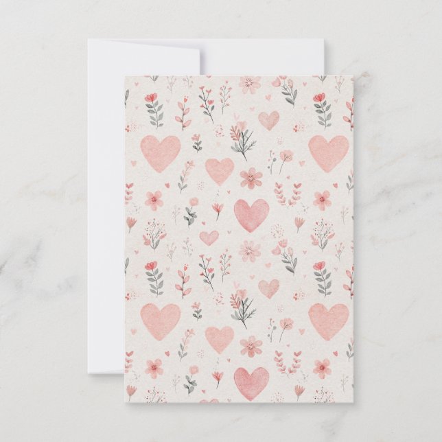 Mjukt Blommigt Hjärtan Tacksamhetskort Tack Kort (Framsida)