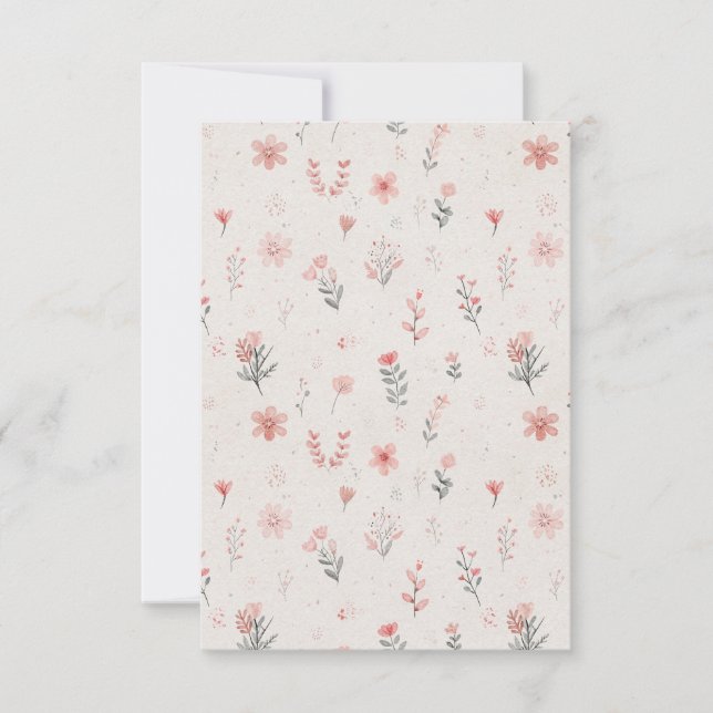 Mjukt blommigt mönster tackkort tack kort (Framsida)