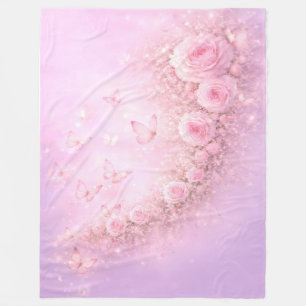 Mjukt blommönster – mjuka rosa rosor med mjuk fleecefilt