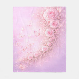 Mjukt blommönster – mjuka rosa rosor med mjuka fleecefilt