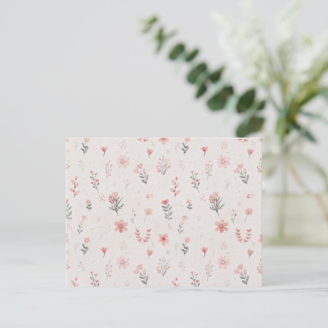 Mjukt blommönstrat vykort (Stående Fram)
