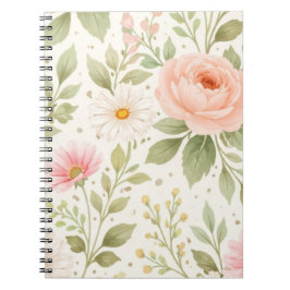 Mjukt blomster vattenfärg mönster   anteckningsbok