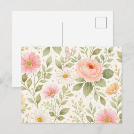 Mjukt blomster vattenfärg mönster   helg vykort