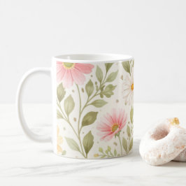 Mjukt blomster vattenfärg mönster   kaffemugg