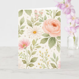 Mjukt blomster vattenfärg mönster   kort