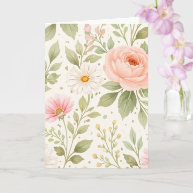 Mjukt blomster vattenfärg mönster   kort (Orkide)