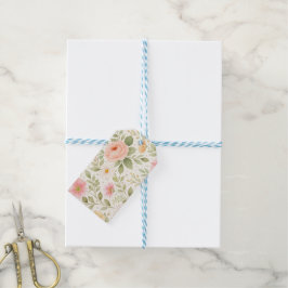 Mjukt blomster vattenfärg mönster   presentetikett