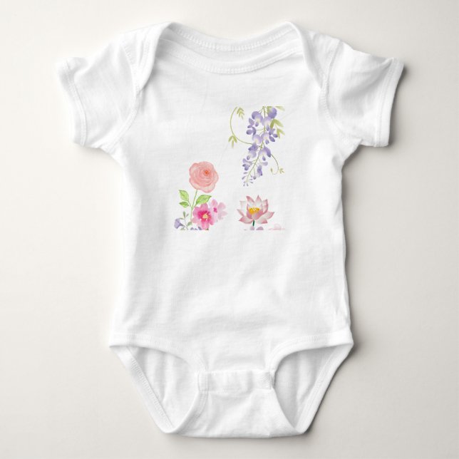 “Mjukt blomsterträdgård vattenfärgdesign” T Shirt (Framsida)