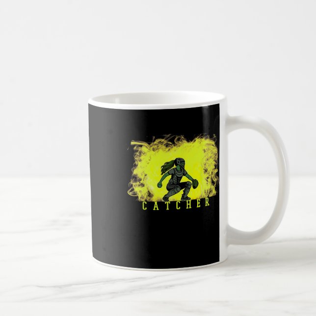 Mjukt Catcher-spelare med gul rök Ckground A Kaffemugg (Höger)