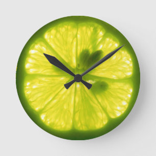 Mjukt citron Lime Clock Rund Klocka