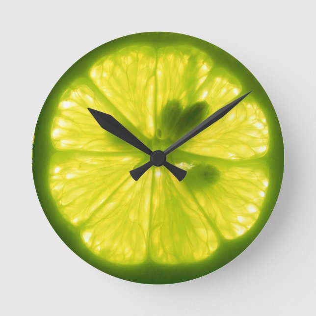 Mjukt citron Lime Clock Rund Klocka (Framsida)
