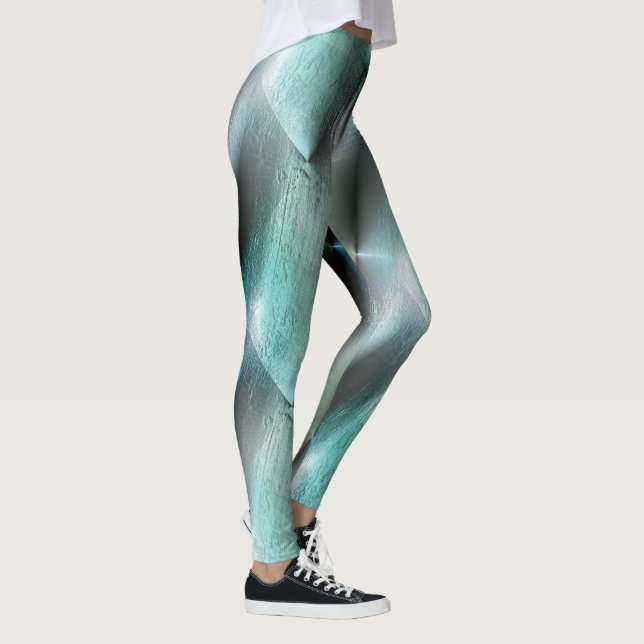 Mjukt cyan grått rocky struktur med digital inform leggings (Höger)