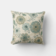 Mjukt dammigt blå salvia grön beige farmhus floral