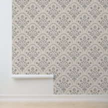 Mjukt dämpad kol och beige blomster mussla mönster