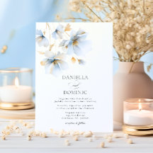 Mjukt delikat Dusty Blue Guld Wildblomma Bröllop