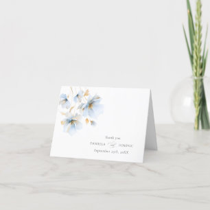 Mjukt delikat Dusty Blue Guld Wildblomma Bröllop Tack Kort