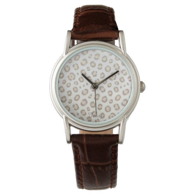 Mjukt Djur Luxe Mönster | Elegant Djurtryck Armbandsur (Framsida)