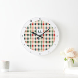 Mjukt Evergreen Gingham Monogram Stor Klocka