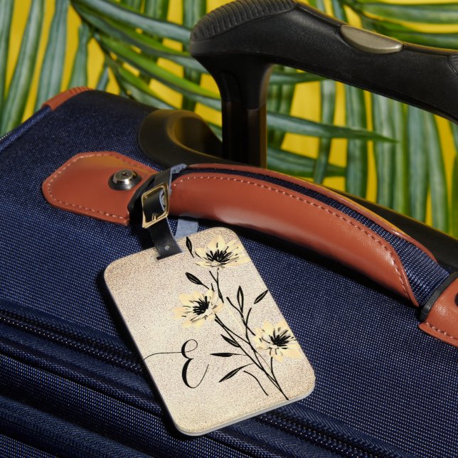 Mjukt falskt läder blommig med Monogram Bagagebricka (Framsida Insitu 1)