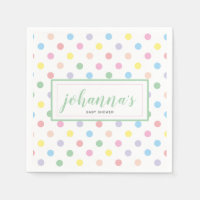 Mjukt färgade prickar Baby Shower-papper