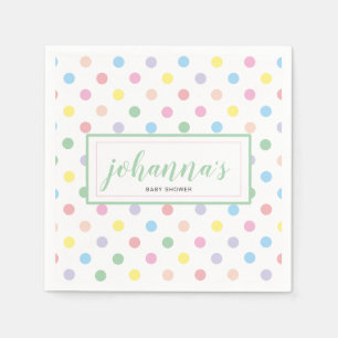Mjukt färgade prickar Baby Shower-papper Pappersservett