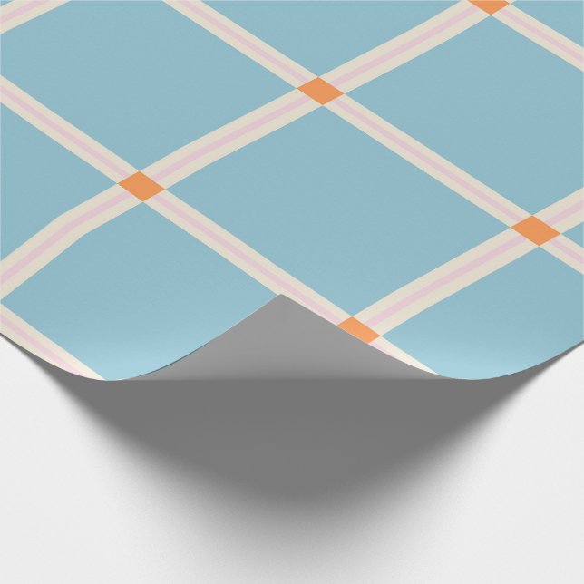 Mjukt färgrutnät med varma accentfärger Minimalist Presentpapper (Hörn)