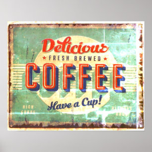 Mjukt färsk korvkaffe Antique Replica Poster