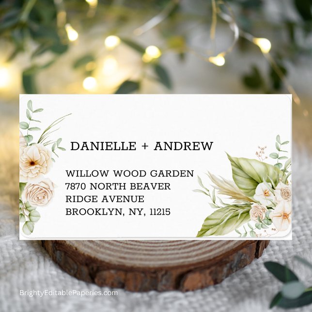 Mjukt fet Pampas Grass Bröllop Adressetikett (Elegant Pampas Touch: Enhance Your Wedding Details with Our Soft Delicate Pampas Grass Label.)