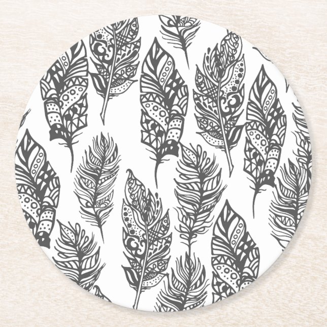 Mjukt fjäderklotter underlägg papper rund (Framsidan)