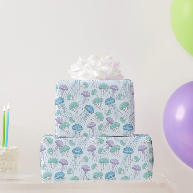 Mjukt flerfärgat glödande maneter-mönster i pastel presentpapper (Festgåvor)
