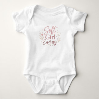 Mjukt Flickaktig Energi Baby Body, Söt Rosa Esteti T Shirt