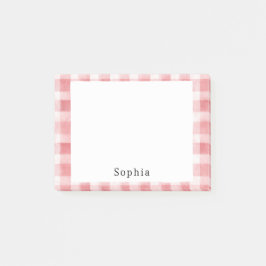 Mjukt Flickaktigt Rosa Vitt Rutigt Randigt Post-it Block