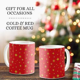 Mjukt Glödande Gyllene Stjärnor & Blombladsmönster Kaffemugg