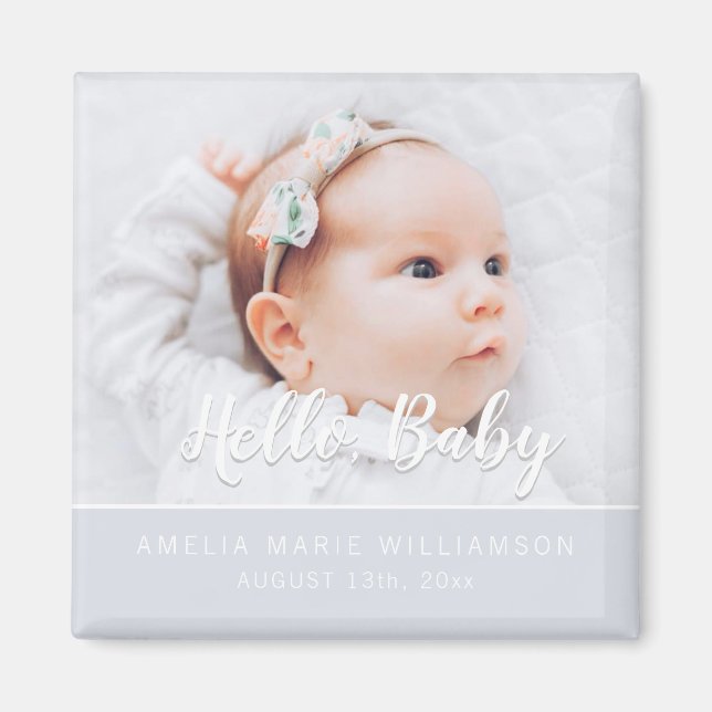 Mjukt Grått Enkel Contemporary Hej Baby Magnet (Framsidan)