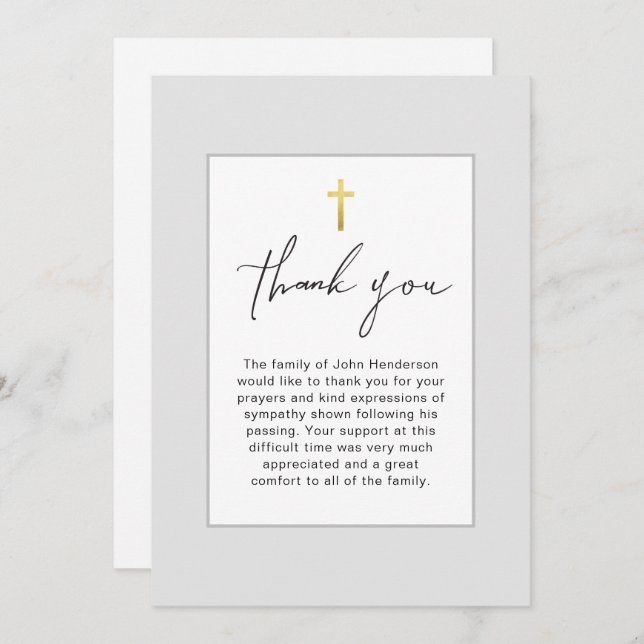 Mjukt Grått - enkelt funktionellt tackkort Inbjudningar (Fram/baksida)